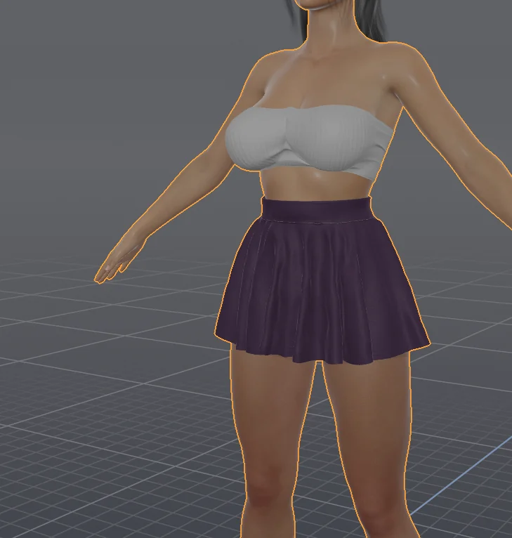 A skirt and top simulated on a figure in KINVEL.